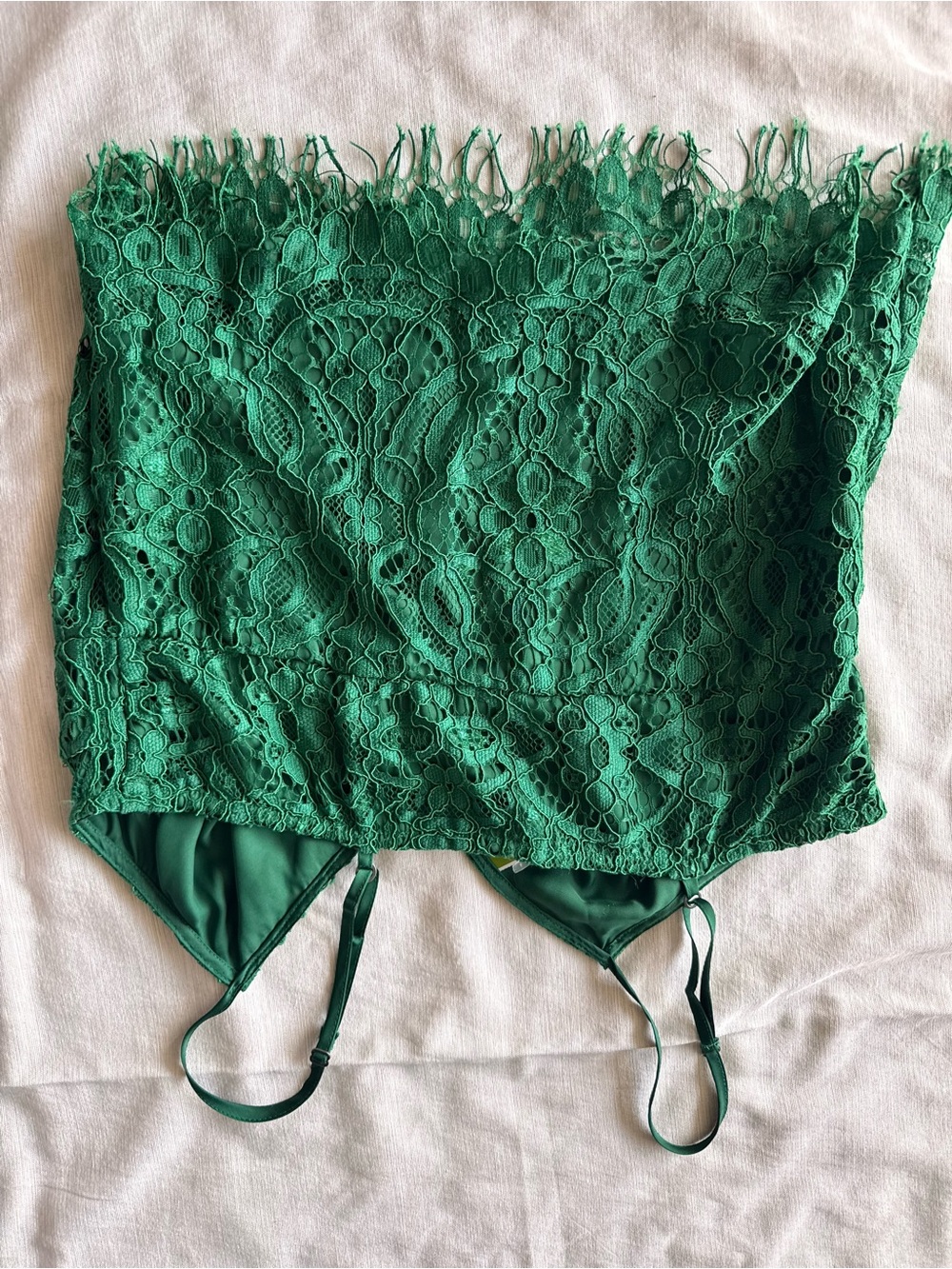 No Boundaries Green Lace Bustier Crop Top